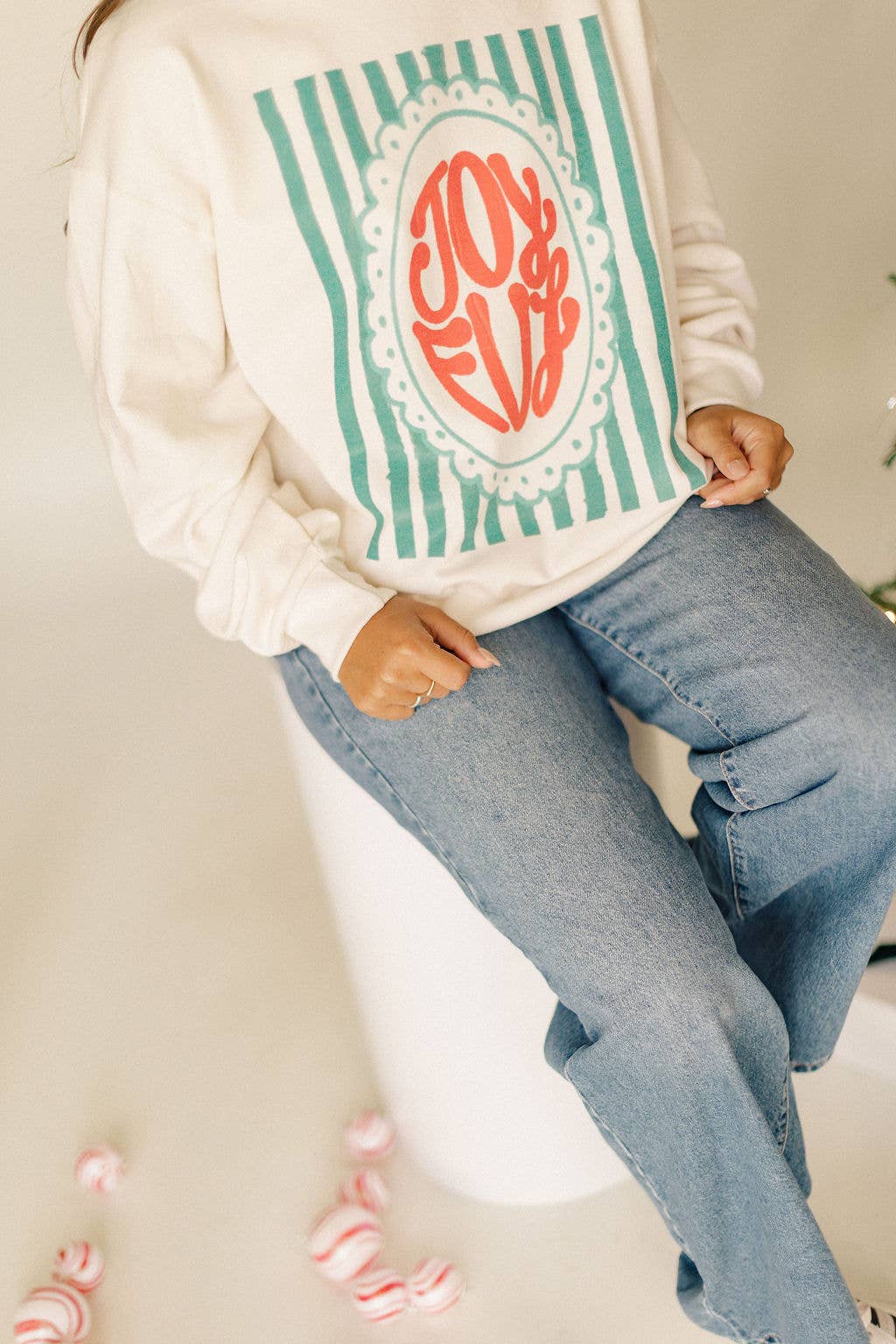 Joyful Stripe Graphic Sweatshirt