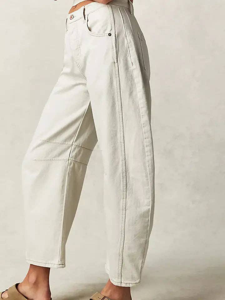 Barrel Leg Jean - White