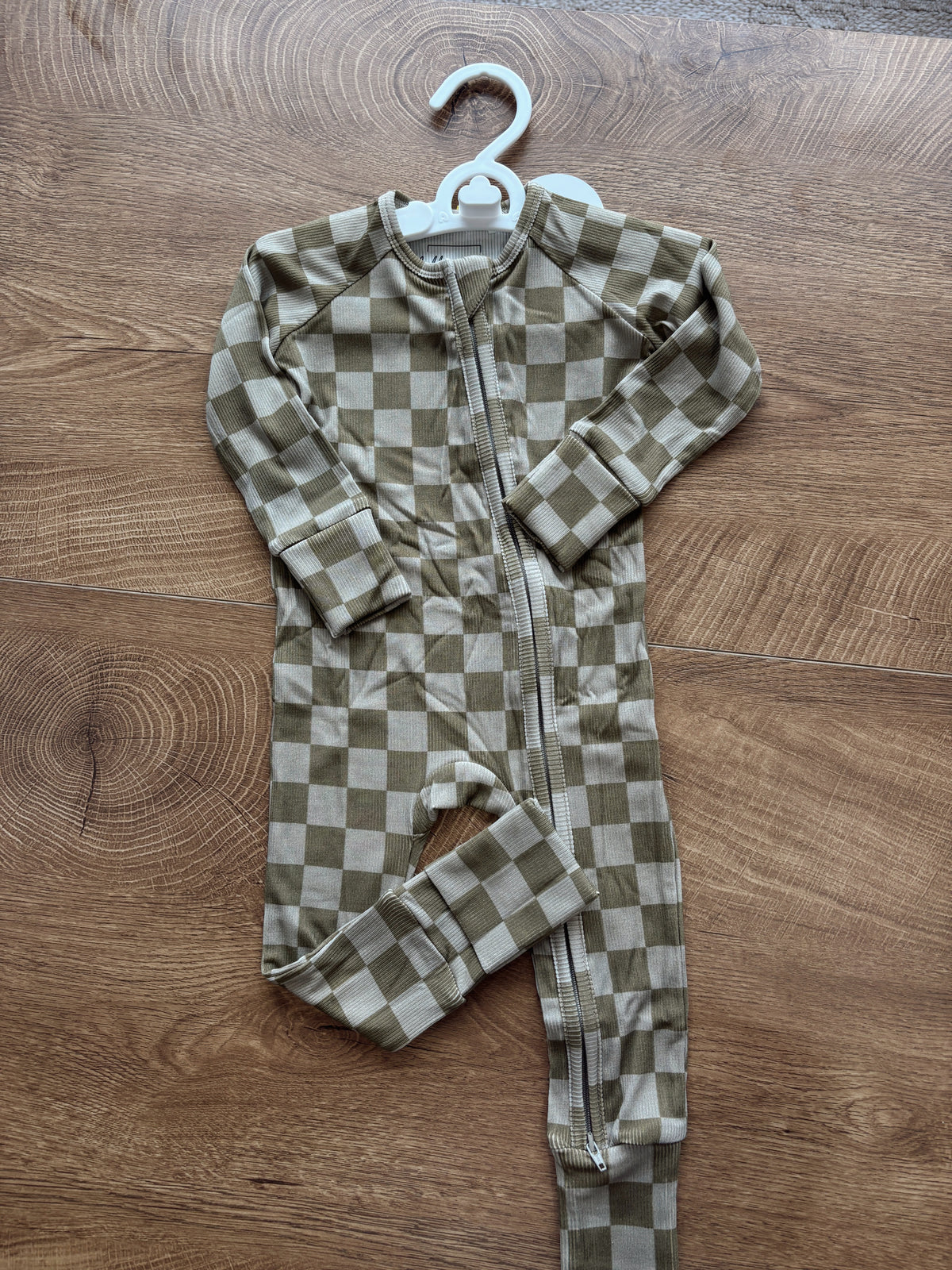Sage Check Zip Romper