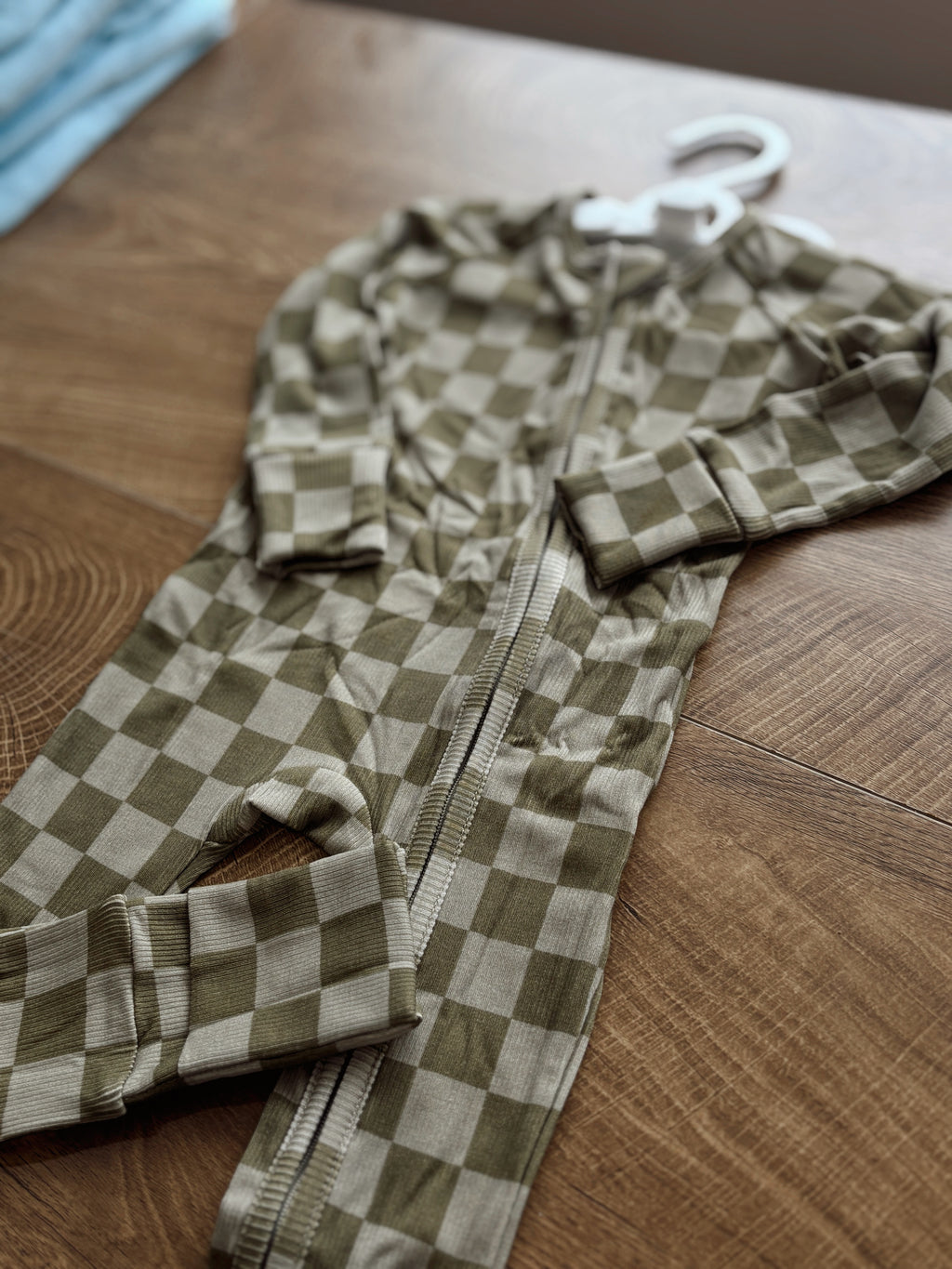 Sage Check Zip Romper