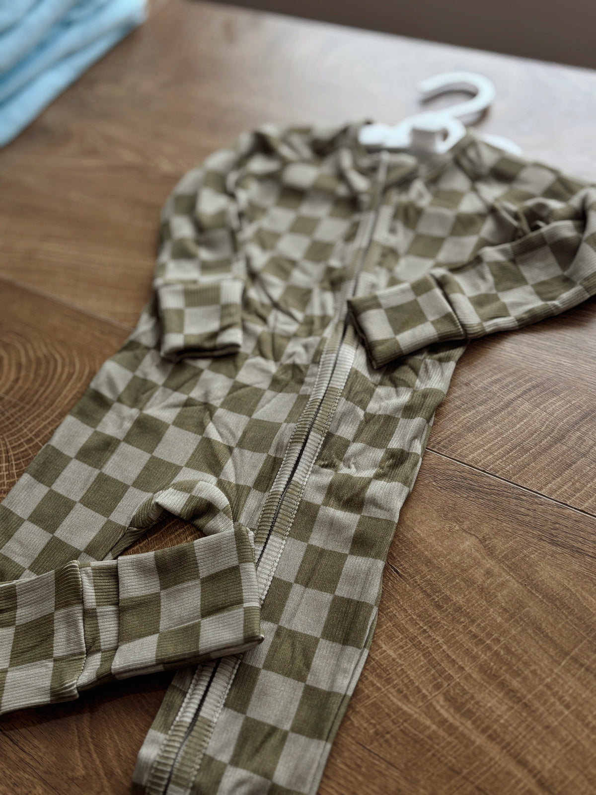 Sage Check Zip Romper