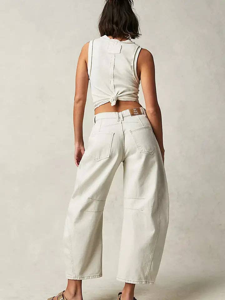 Barrel Leg Jean - White