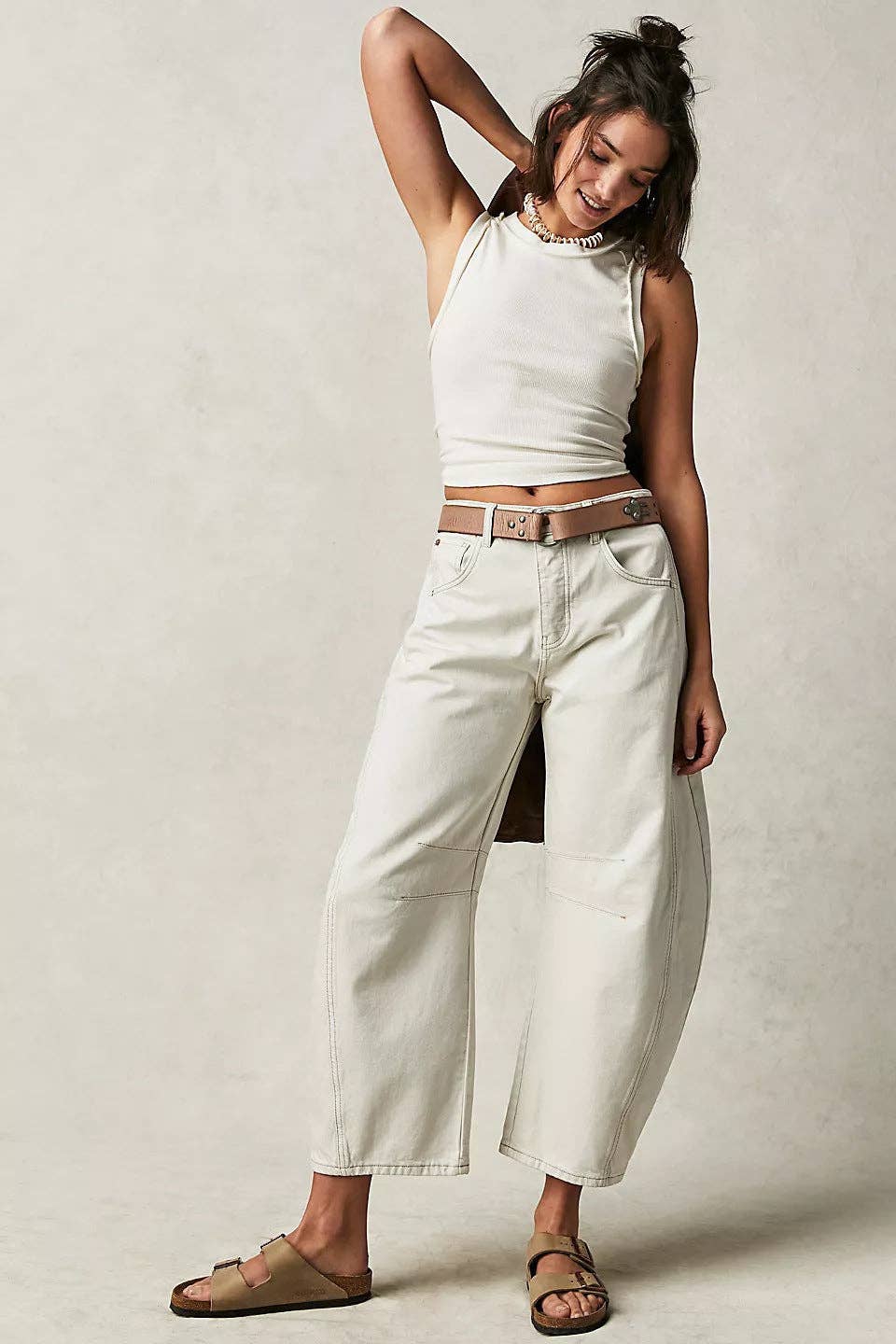 Barrel Leg Jean - White